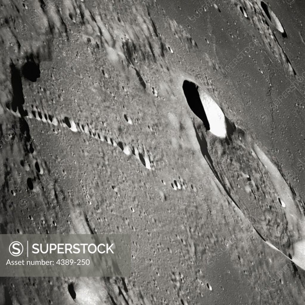 Stock Photo: 4389-250 Apollo 12 - A Strange String of Moon Craters