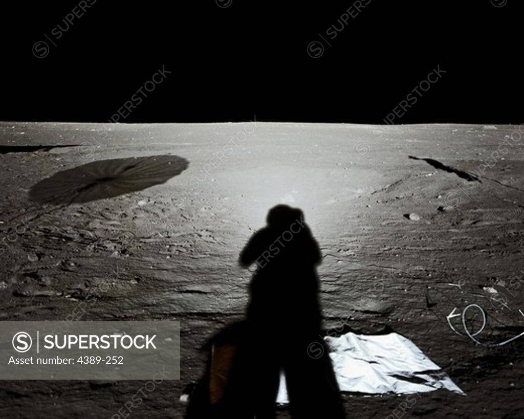 Stock Photo: 4389-252 Apollo 12 - Halo and Shadow on the Barren Surface of the Moon