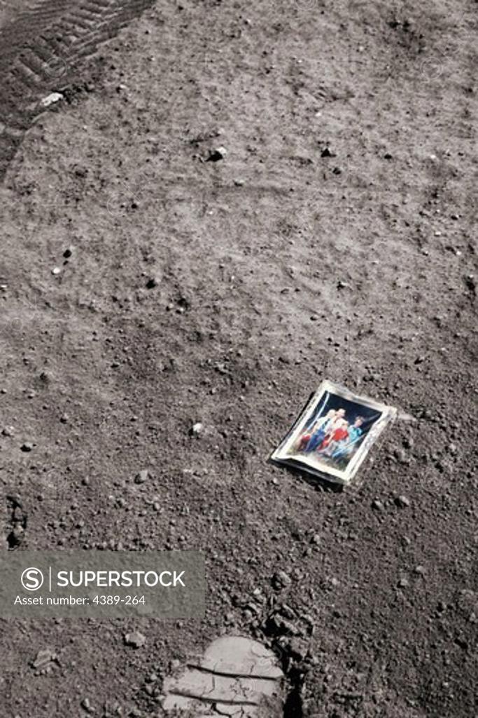 Stock Photo: 4389-264 Apollo 16 - Photo of a Family Photo on the Surface of the Moon