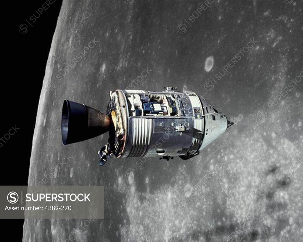 Stock Photo: 4389-270 Apollo 15 Command Module Endeavor Orbits the Moon