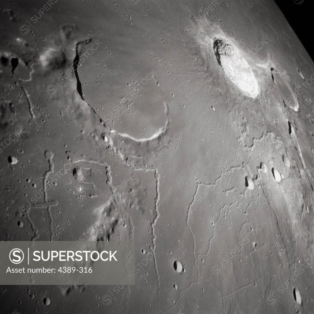 Stock Photo: 4389-316 Apollo 15 - Moon Craters and Rilles