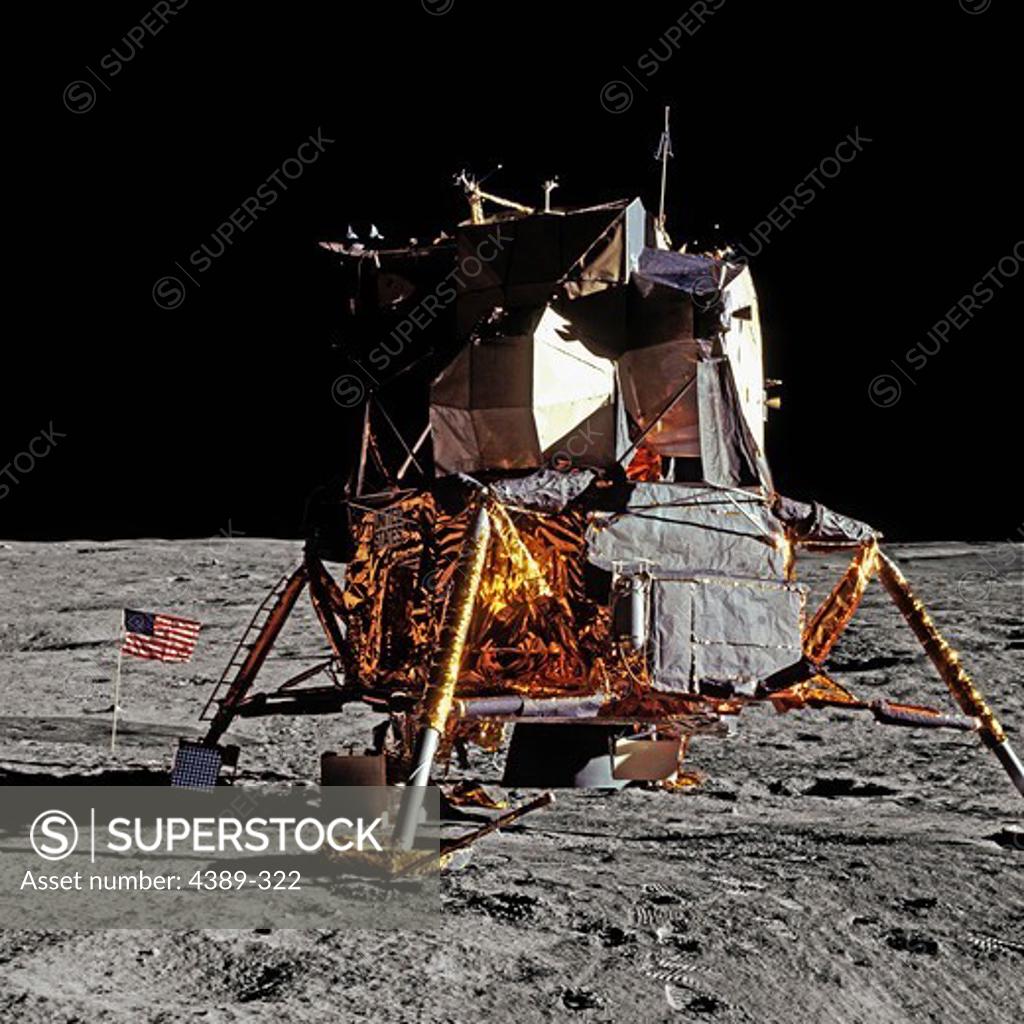 Stock Photo: 4389-322 The Apollo 14 Lunar Module Antares on the Moon