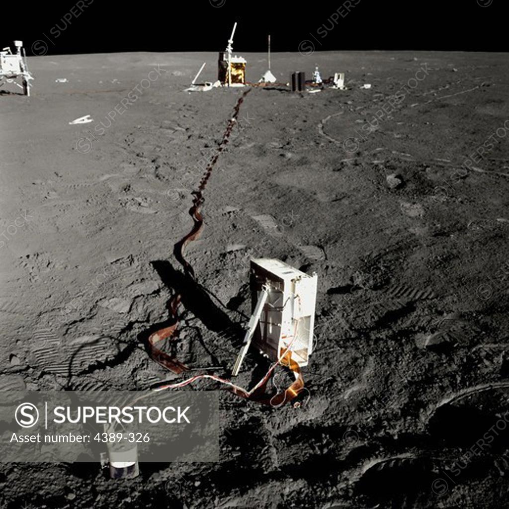 Stock Photo: 4389-326 Scientific Equipment at Apollo 14 Base Camp