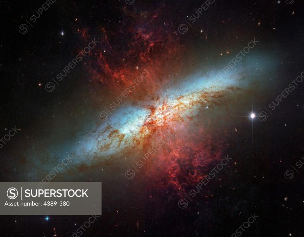 Stock Photo: 4389-380 Portrait of a Starburst Galaxy, Digital Composite