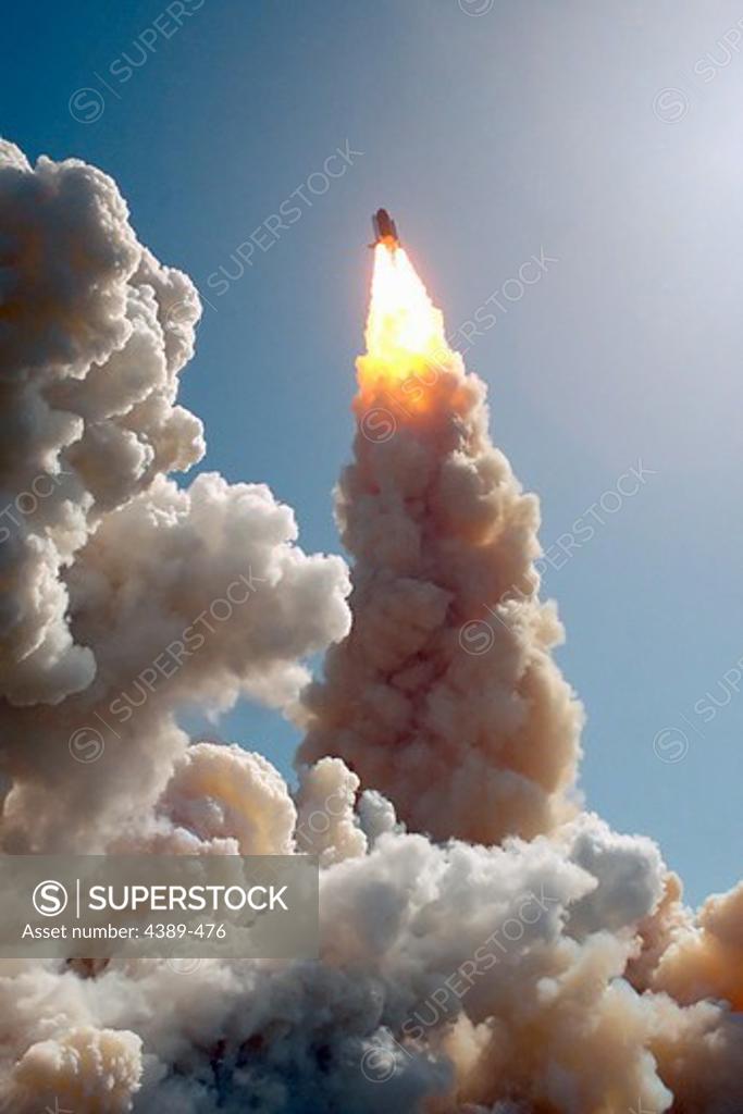 Stock Photo: 4389-476 Space Shuttle Columbia Turns During Launch