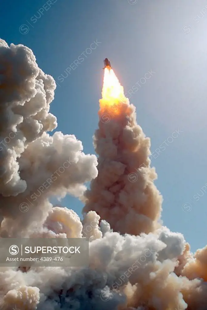 Space Shuttle Columbia Turns During Launch