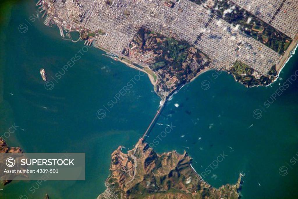 Stock Photo: 4389-501 Orbital View of the Golden Gate
