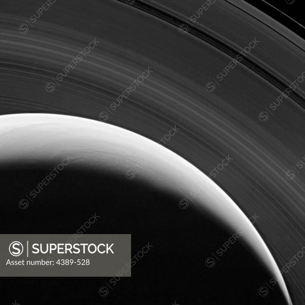 Stock Photo: 4389-528 Saturn's North Pole and Rings