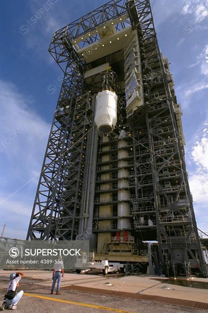 Stock Photo: 4389-556 Lifting Cassini Container into Position
