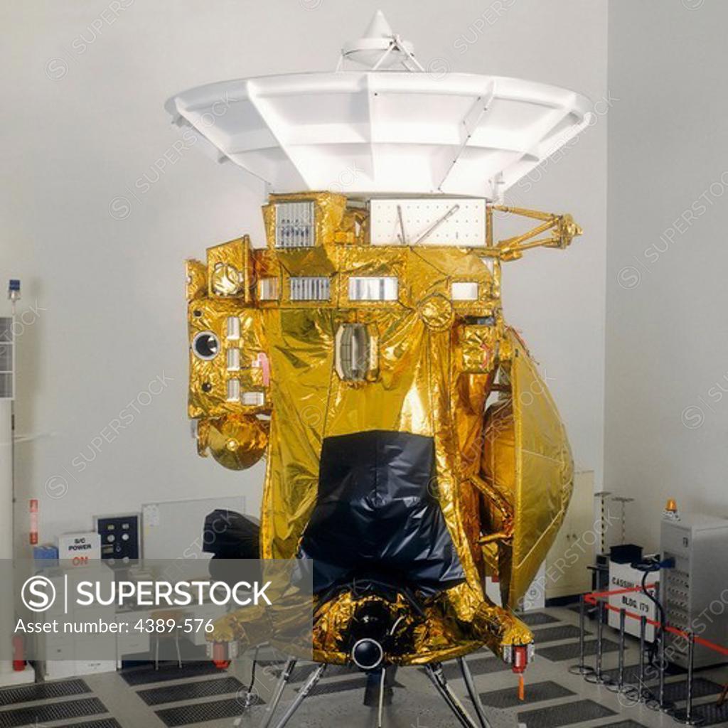 Stock Photo: 4389-576 Cassini Probe in a JPL Assembly Room