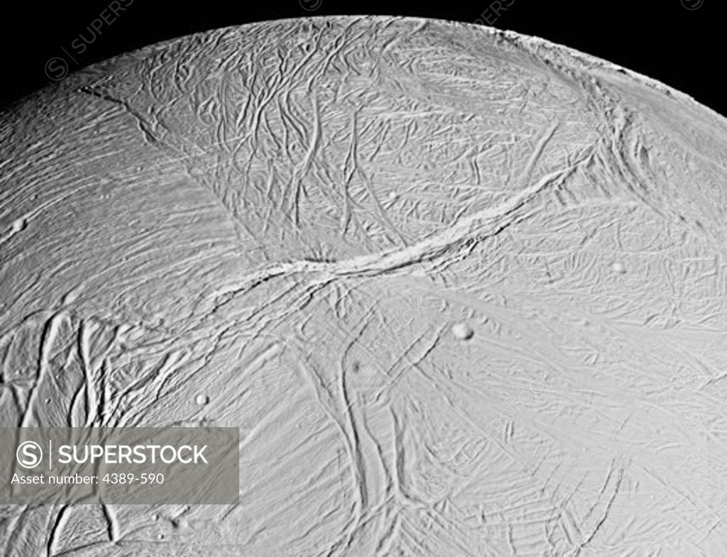 Stock Photo: 4389-590 Close-Up of Saturn's Moon Enceladus