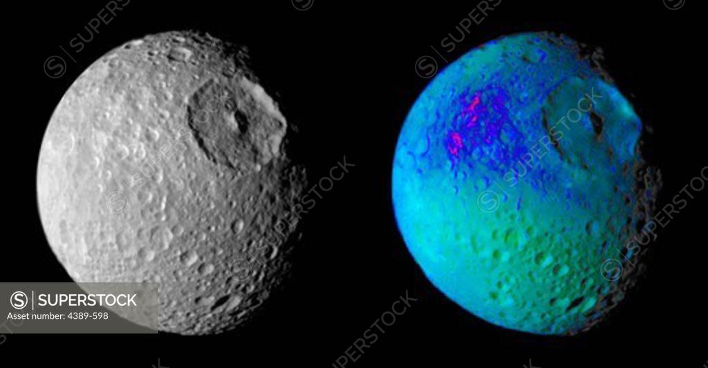 Stock Photo: 4389-598 False Color Image of Mimas