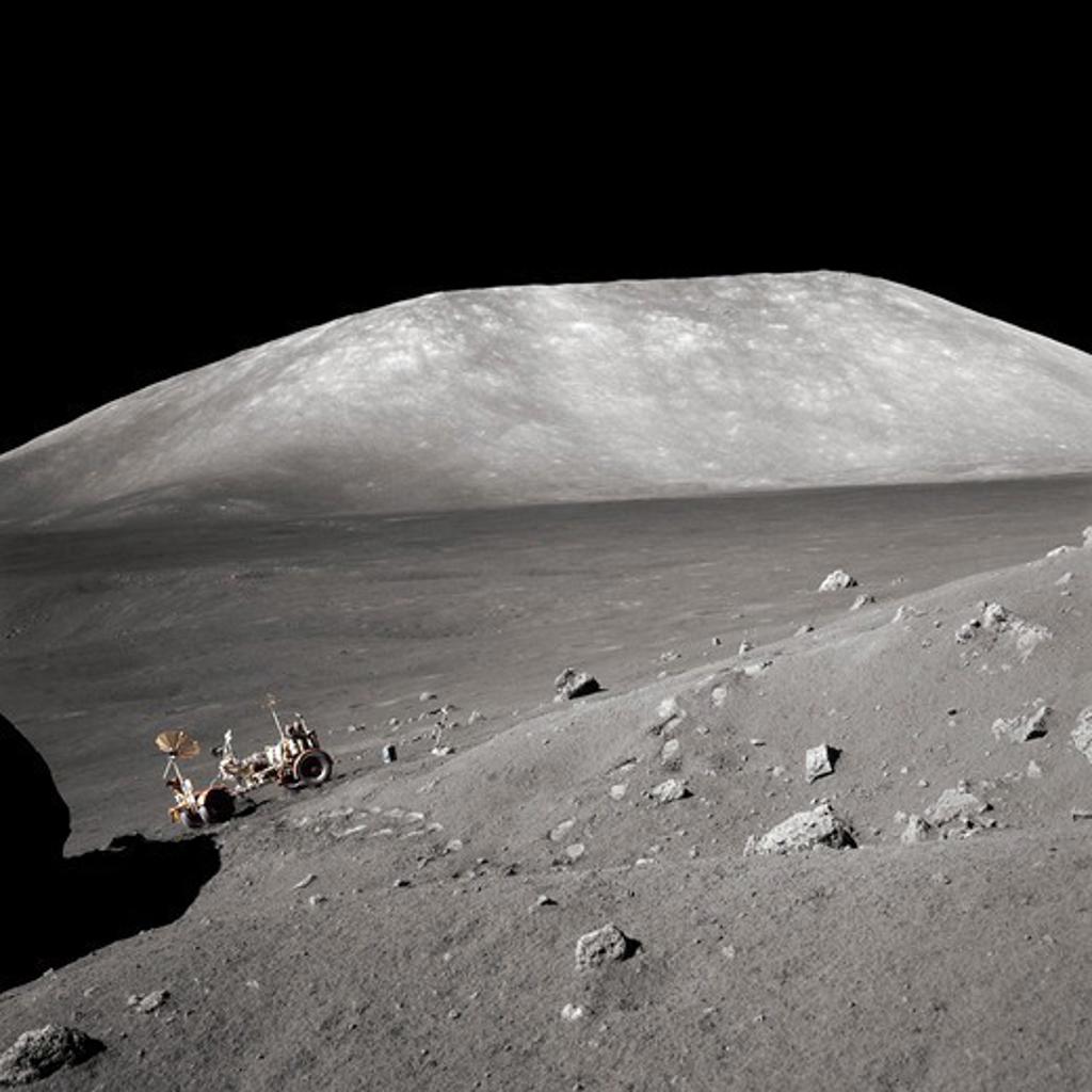 The Apollo 17 Lunar Rover is Dwarfed by the Taurus-Littrow Valley