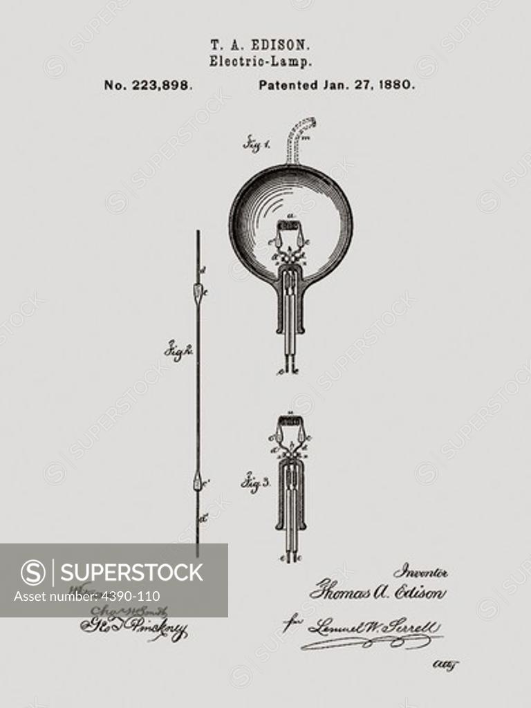 Stock Photo: 4390-110 Drawing for an Electric Lamp