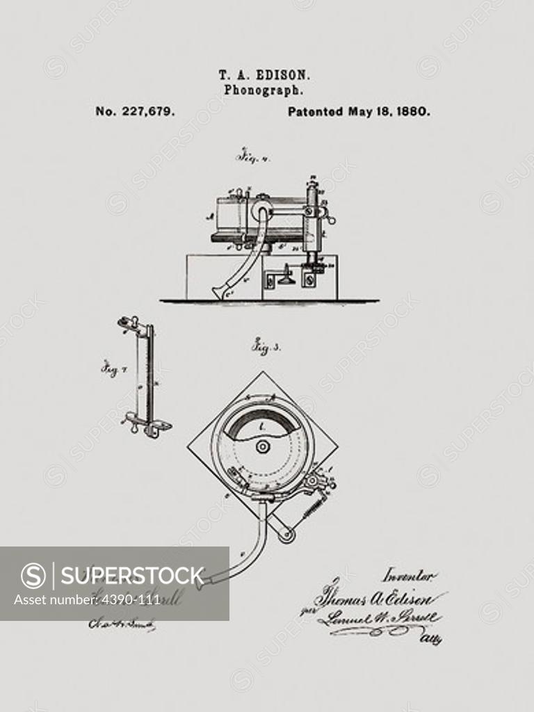 Stock Photo: 4390-111 Drawing for a Phonograph