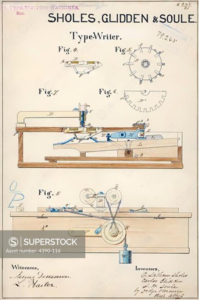 Stock Photo: 4390-116 Drawing for a Typewriter