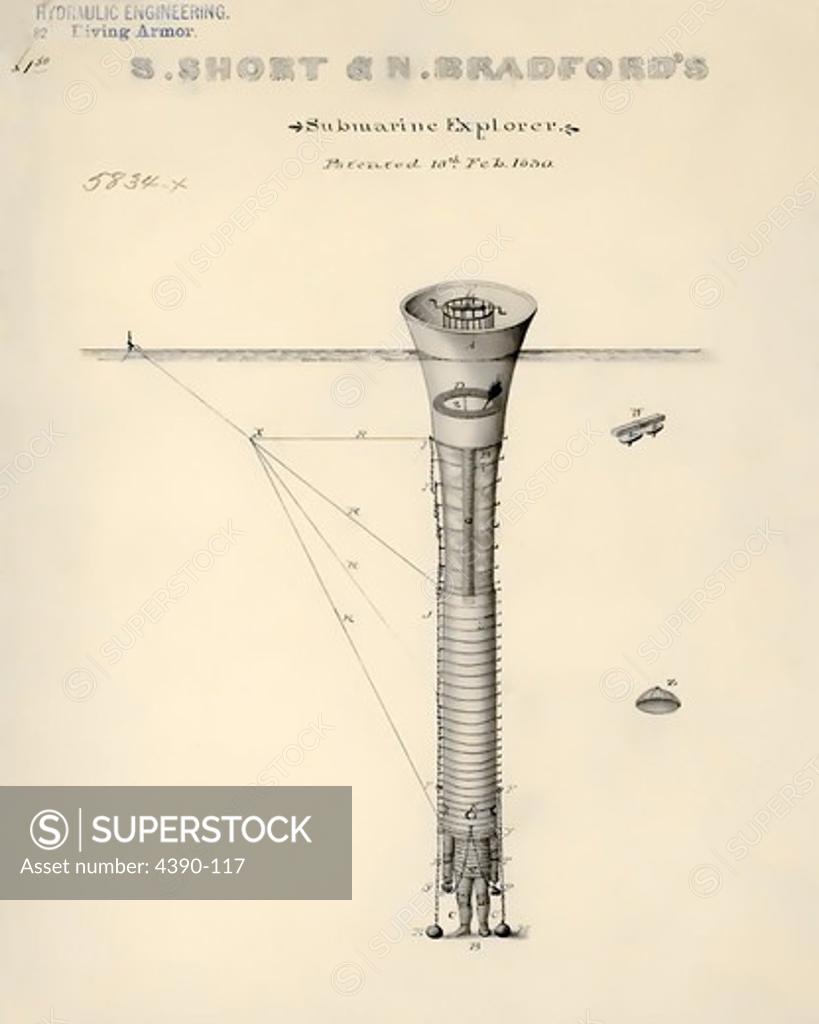 Stock Photo: 4390-117 Drawing of Submarine Explorer