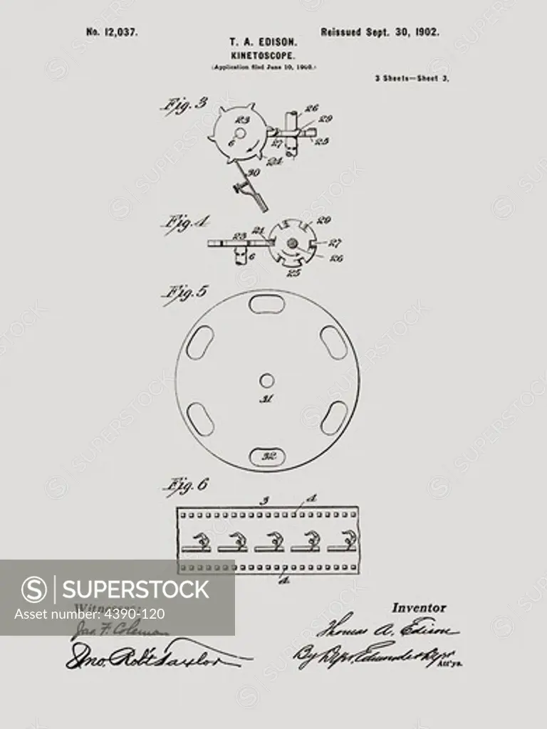 Patent for Edison's Kinetoscope Camera, the Kinetograph