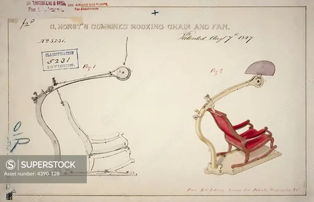 Drawing of Rocking Chair and Fan