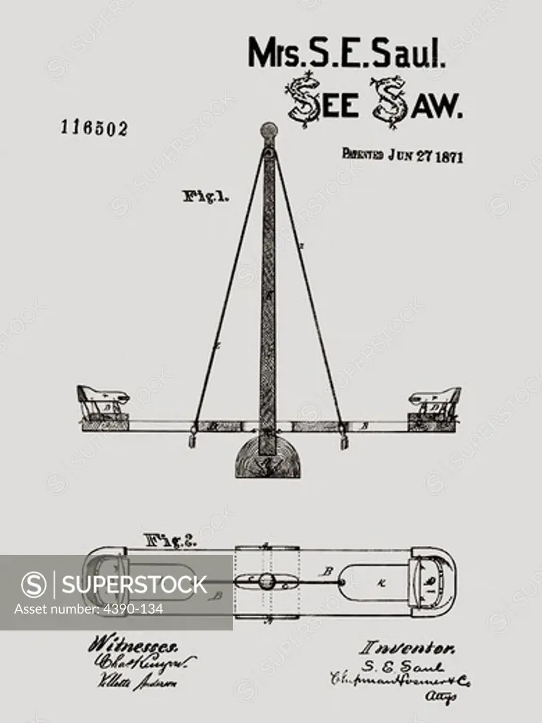 Patent Drawing for a See Saw