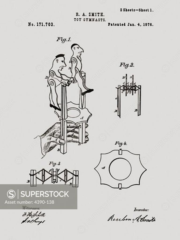 Stock Photo: 4390-138 Patent Drawing for a Toy Gymnast