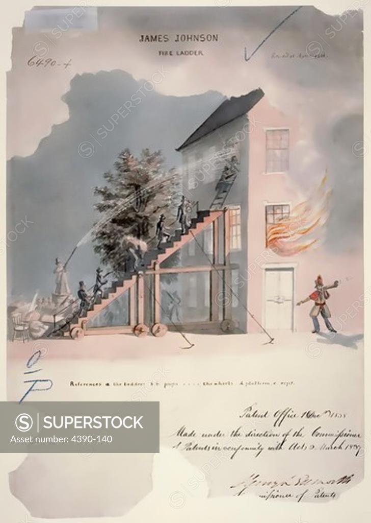 Stock Photo: 4390-140 Drawing of Fire Ladder