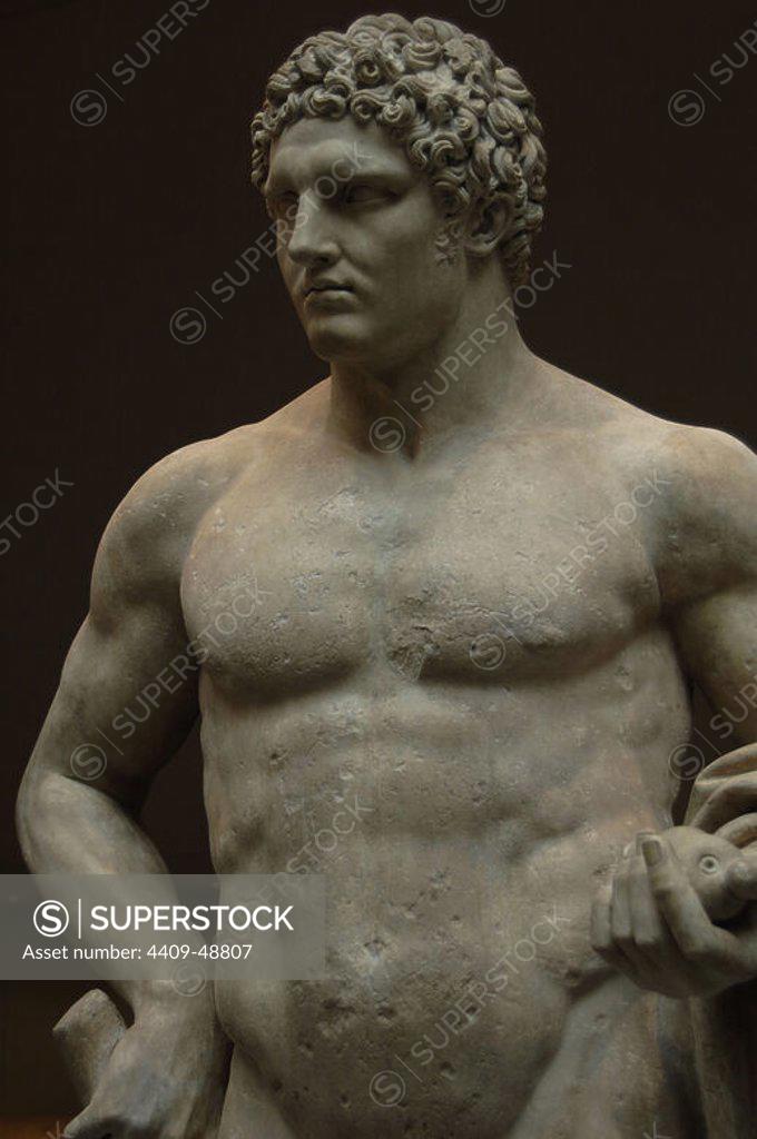 Youthful of a marble hercules statue 