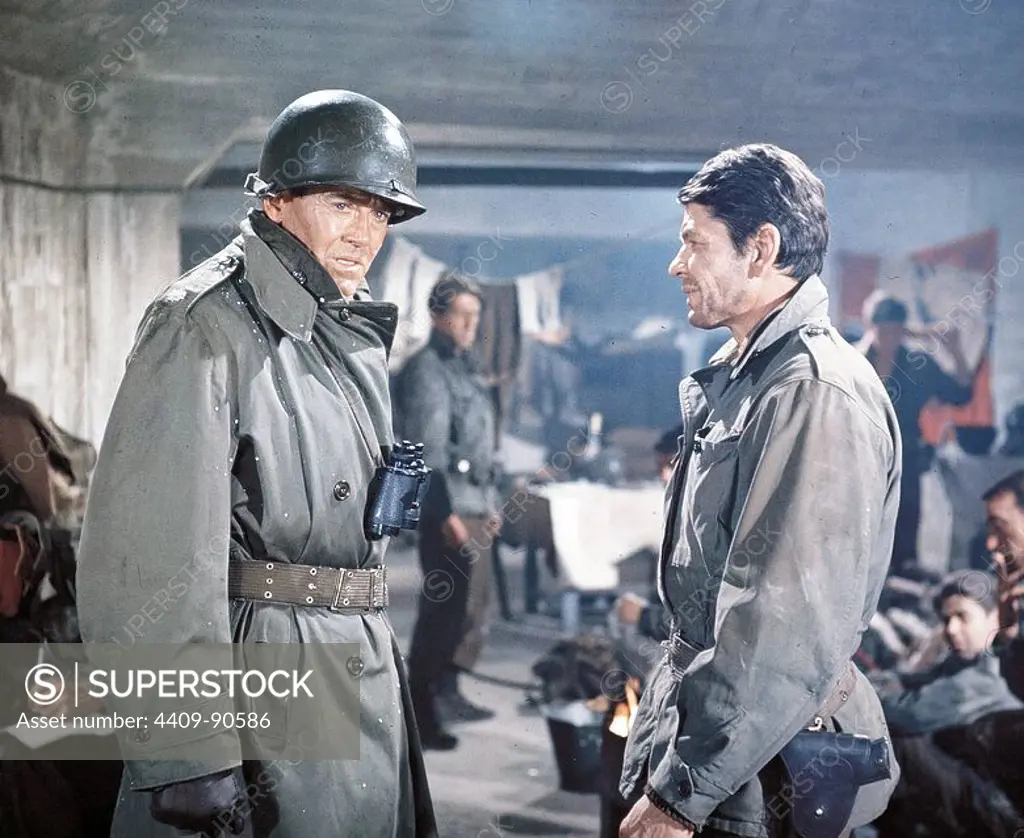 HENRY FONDA and CHARLES BRONSON in BATTLE OF THE BULGE (1965), directed by KEN ANNAKIN.