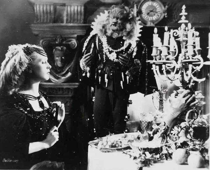 JOSETTE DAY and JEAN MARAIS in BEAUTY AND THE BEAST (1946) -Original title: LA BELLE ET LA BEÏTE-, directed by JEAN COCTEAU.