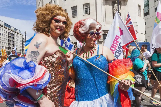 England, London, London Pride Festival Parade, Drag Queens