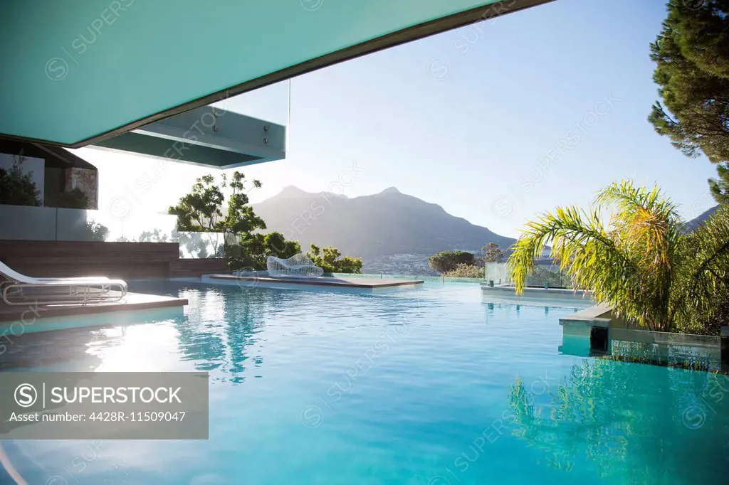 Luxury swimming pool with mountain view