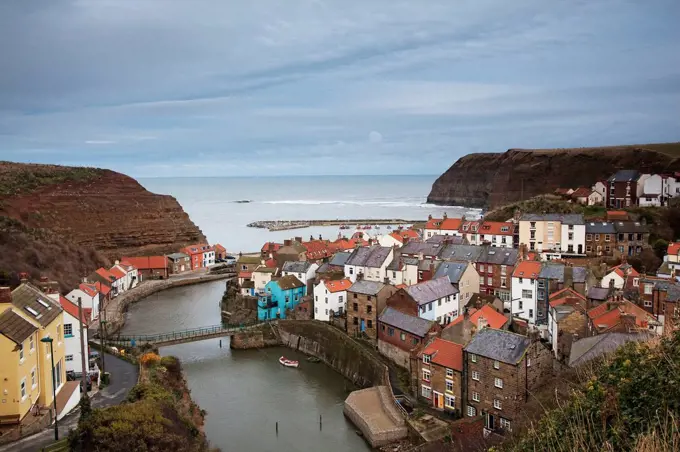 Village and bay, Staithes, Yorkshire, United Kingdom