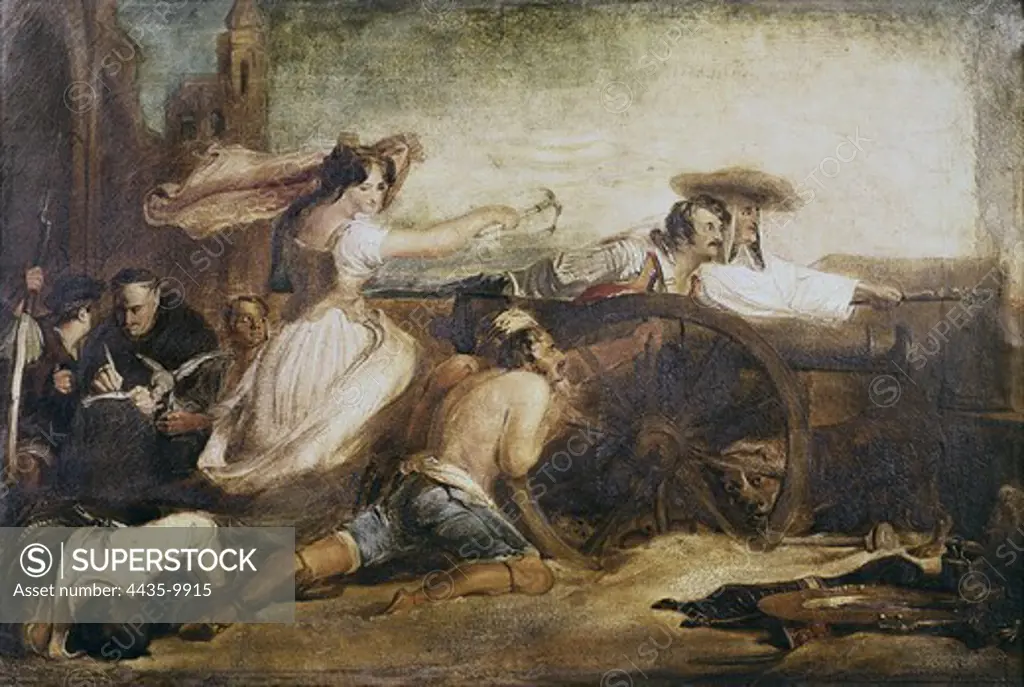 Wilkie, Sir David (1785-1841). The Maid of Saragossa. 1827. Peninsular War. Scene of the sieges of Saragossa with Agustina de AragÑn. Oil on canvas. SPAIN. ARAGON. Zaragoza. Museum of Zaragoza.