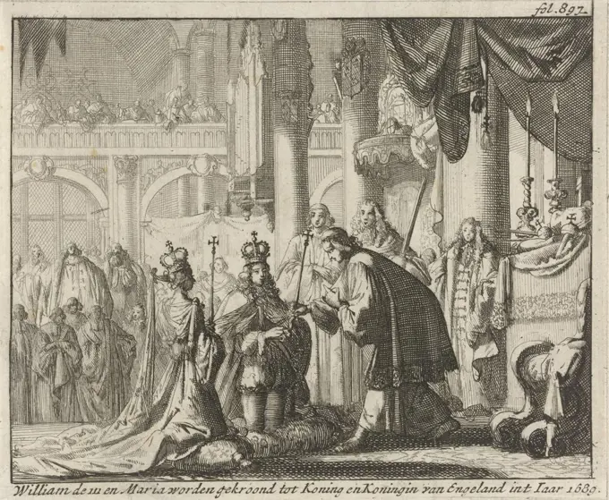 Coronation of William III and Mary II, 1689, Jan Luyken, Jurriaen van Poolsum, 1689