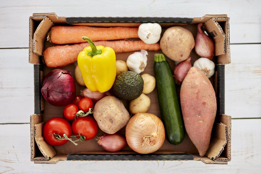 Box of organic vegetables