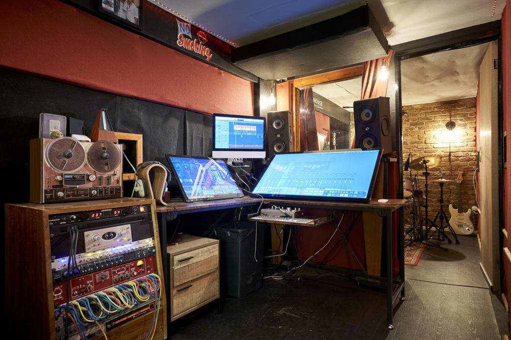 Interior of music recording studio