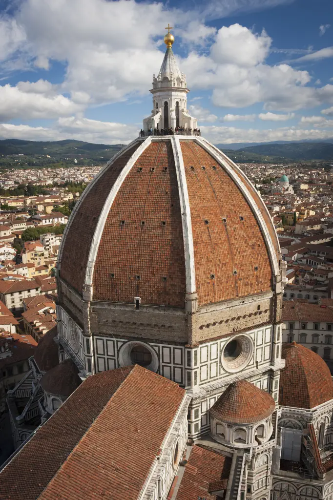 High angle view of the 15th century dome of Florence Cathedral.