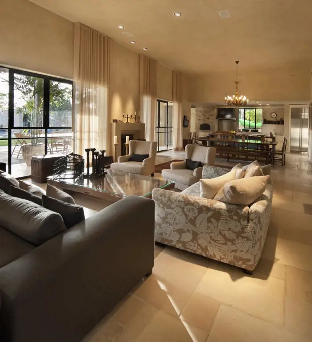Luxury living room and dining room