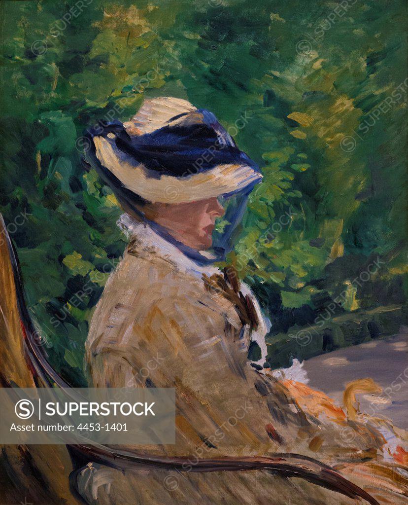 Stock Photo: 4453-1401 Edouard Manet; French; Paris 1832-1883 Paris; Madame Manet (Suzanne Leenhoff; 1830-1906) at Bellevue; 1880; Oil on canvas.