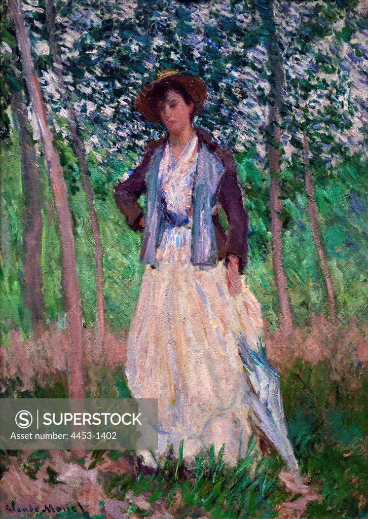 Stock Photo: 4453-1402 Claude Monet; French; Paris 1840-1926 Giverny; The Stroller (Suzanne Hoschede; later Mrs. Theodore Earl Butler; 1868-1899).