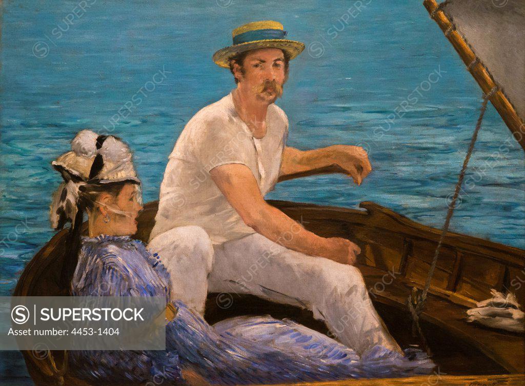 Stock Photo: 4453-1404 Edouard Manet; French; Paris 1832-1883 Paris; Boating; 1874; Oil on canvas.