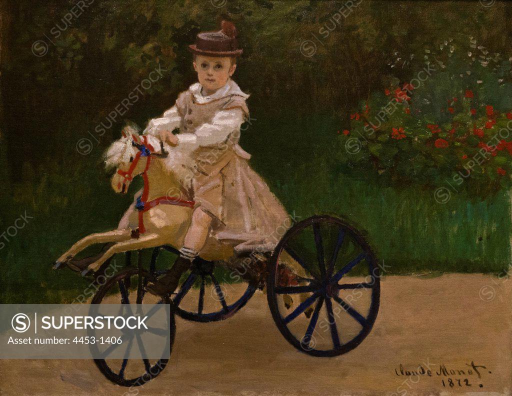 Stock Photo: 4453-1406 Claude Monet; French; Paris 1840-1926 Giverny; Jean Monet (1867-1913) on His Hobby Horse; 1872; Oil on canvas.