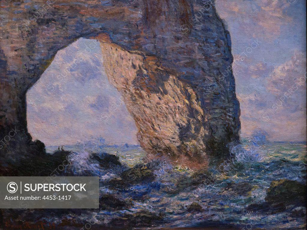 Stock Photo: 4453-1417 Claude Monet; French; Paris 1840-1926 Giverny; The Manneporte (Etretat); 1883; Oil on canvas.