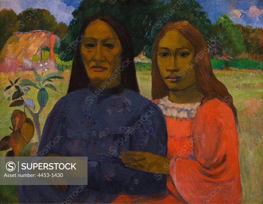 Stock Photo: 4453-1430 Paul Gauguin; French; Paris 1848-1903 Atuona; Hiva Oa; Marquesas Islands; Two Women; 1901 or 1902; Oil on canvas.