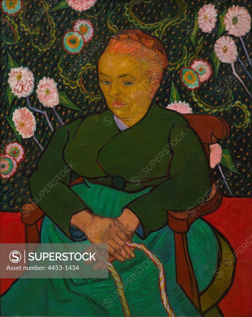 Stock Photo: 4453-1434 Vincent van Gogh; Dutch; Zundert 1853-1890 Auvers-sur-Oise; La Berceuse (Woman Rocking a Cradle; Augustine -Alix Pellicot Roulin; 1851-1930); 1889; Oil on canvas.