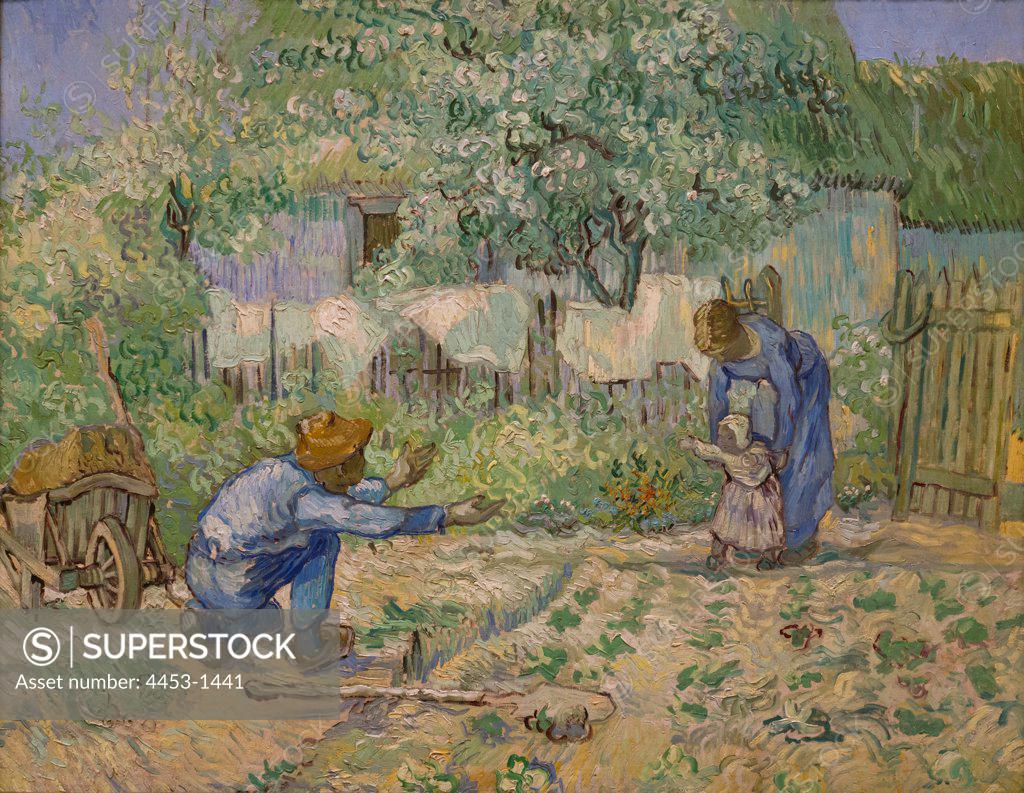 Stock Photo: 4453-1441 Vincent van Gogh; Dutch; Zundert 1853-1890 Auvers-sur-Oise; First Steps; after Millet; 1890; Oil on canvas.