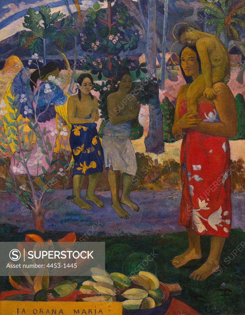 Stock Photo: 4453-1445 Paul Gauguin; French; Paris 1848-1903 Atuona; Hiva Oa; Marquesas Islands; Ia Orana Maria (Hail Mary); 1891; Oil on canvas.