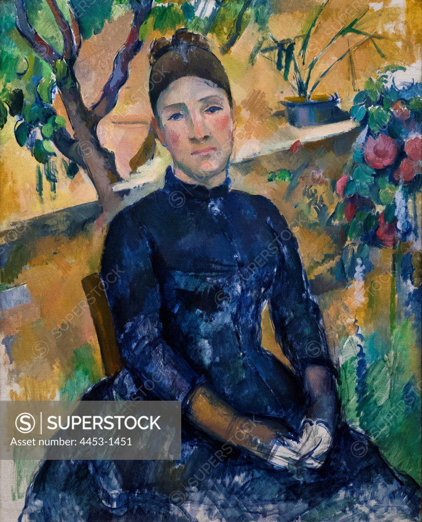 Stock Photo: 4453-1451 Paul Cezanne; French; 1839-1906; Madame Cezanne (nee Hortense Fiquet; 1850-1922) in the Conservatory; 1891; Oil on canvas.