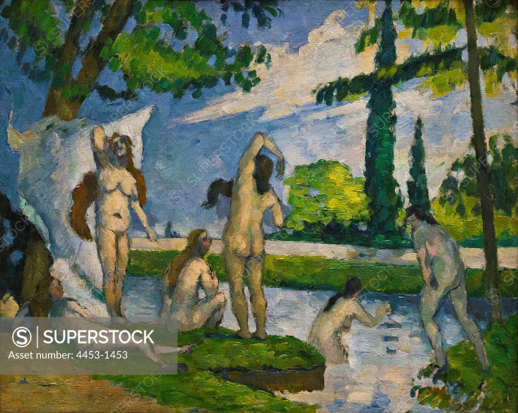 Stock Photo: 4453-1453 Paul Cezanne; French; 1839-1906; Bathers; 1874-75; Oil on canvas.