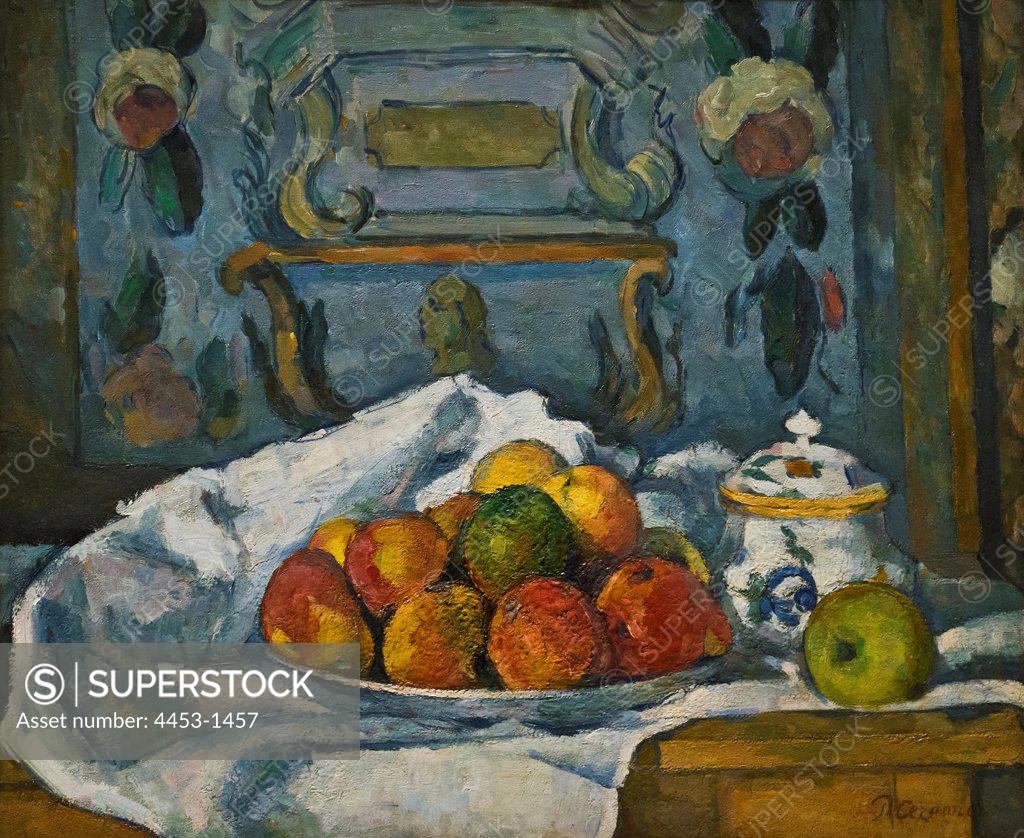 Stock Photo: 4453-1457 Paul Cezanne; French; Aix-en-Provence 1839-1906; Aix-en-Provence; Dish of Apples; ca. 1876-77; Oil on canvas.